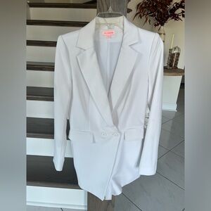 V-Neck White Blazer Romper